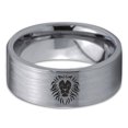 thumbnail image 2 of Tungsten Lion Lioness Panthera Leo Band Ring 8mm Men Women Comfort Fit Gray Flat Cut Brushed Polished, 2 of 4