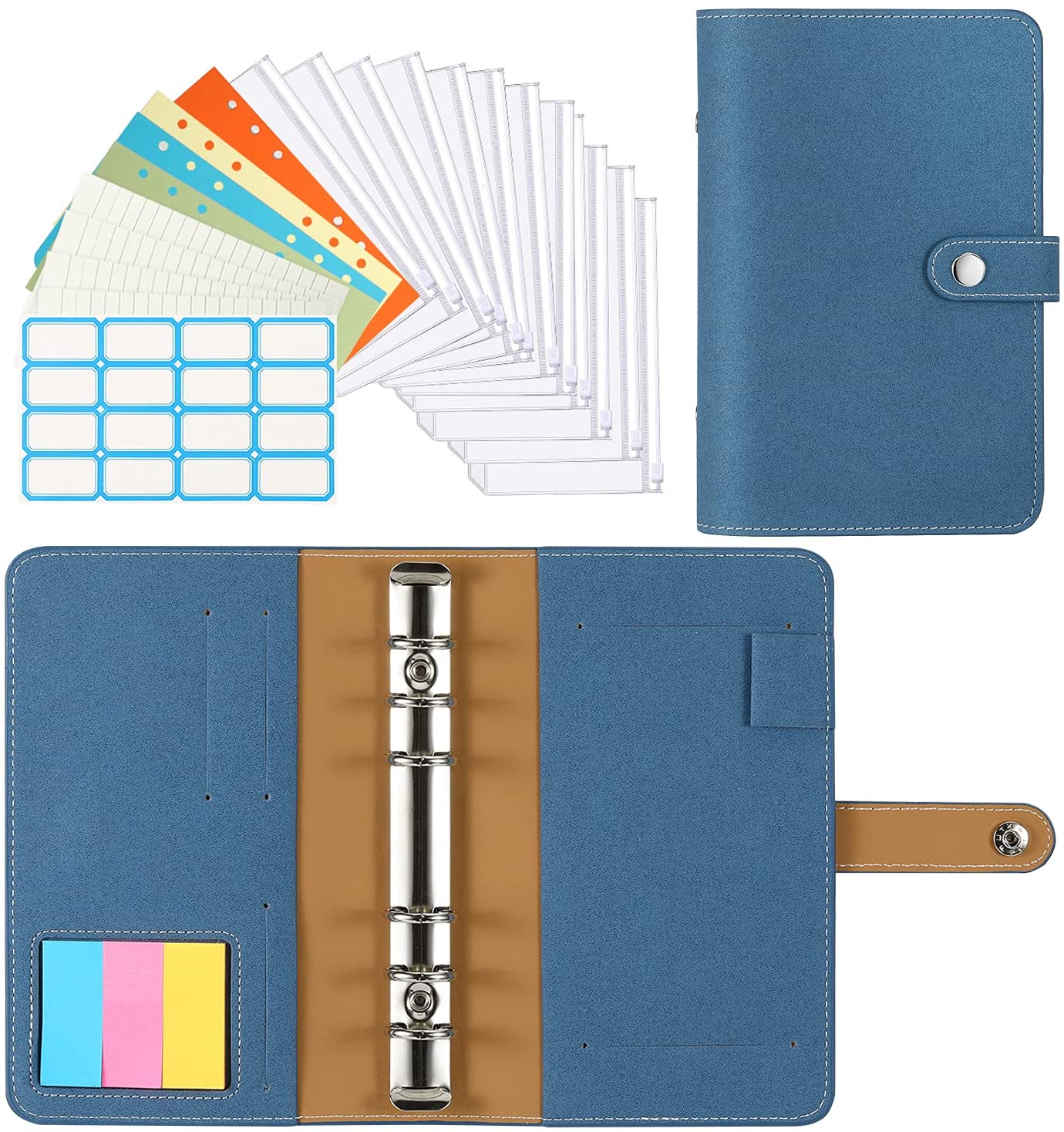 6Ring Notebook Binder, PU Leather Loose Leaf Notebook Binder Cover