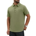 thumbnail image 4 of INSPIRE CHIC Men's Linen Chest Pocket Short Sleeve Casual Hawaiian Beach Polo Shirts 2XL Olive Green, 4 of 6
