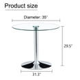 thumbnail image 3 of Hi loPres 35-Inch Round Dining Table, Modern Tempered Glass Top with Silver Chrome Pedestal Base for Kitchen, 3 of 7