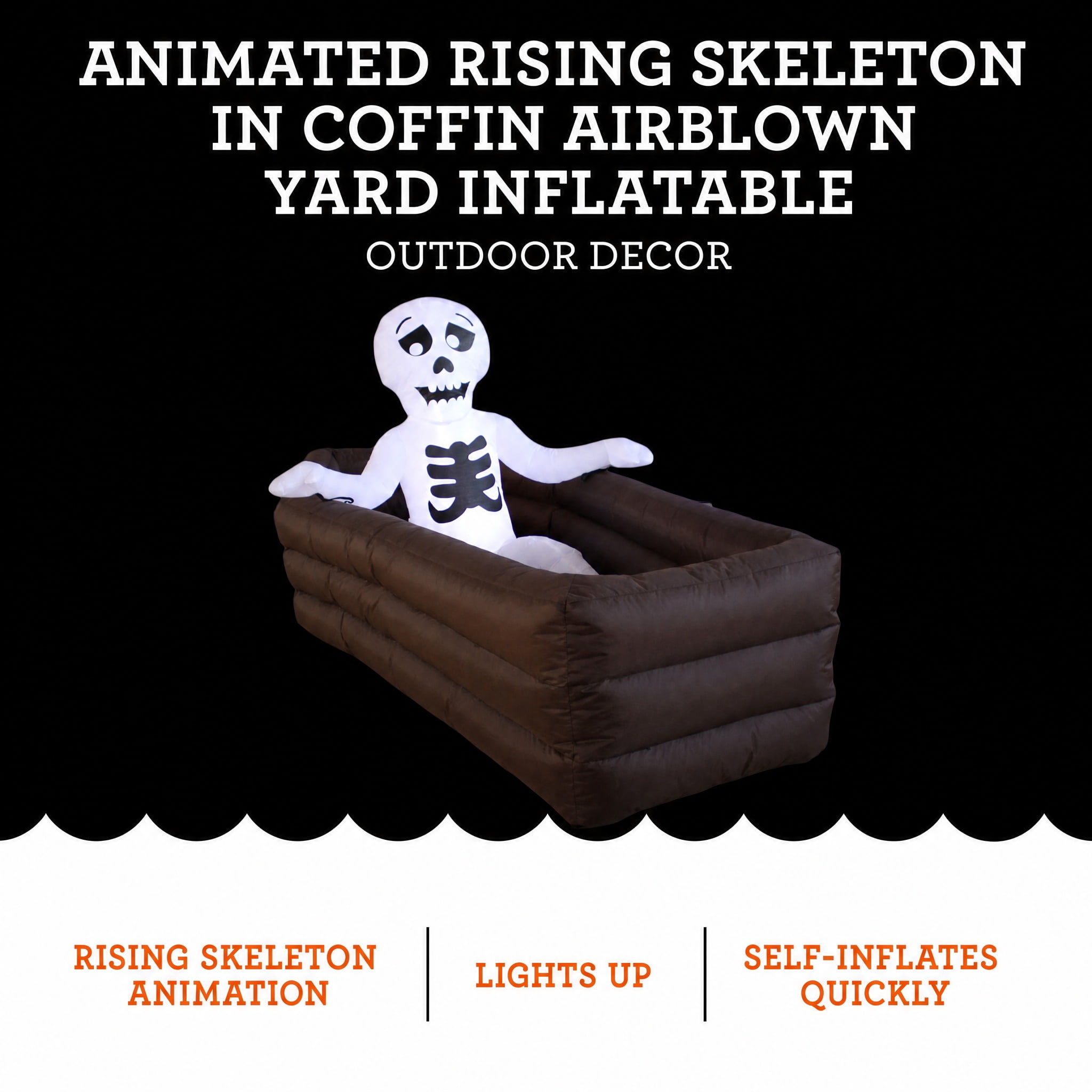 Animated Rising Skeleton in Coffin Airblown Yard Inflatable, Multicolor, 5.5', Halloween by Way To Celebrate