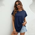 thumbnail image 2 of Women Blouses Womens Soft Tee Shirts Shirt Workout Women Long Sleeve Mens Shirts 5 Short Petite Long Sleeve Tops Tunic Sweater Juniors Slim Fit Womens Tunic Tips Athletic Spandex Navy M, 2 of 9