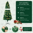 thumbnail image 4 of 7.5FT Lighted Artificial Christmas Trees, Seizeen Green Lighted Pre-lit Xmas Trees with Colorful Lights & Bow Tie, Indoor Home Room Shop Holiday Decor, 300 Tips, 4 of 7