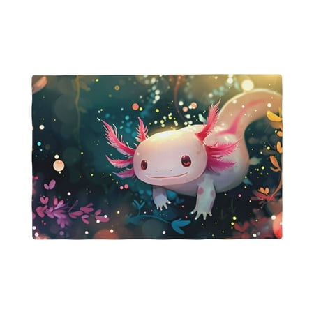 

Table Placemats Set of 6 - Whimsical Axolotl Fantasy 12x18 In Faux Linen Double Heat Resistant Place Mats Cloth Indoor/Outdoor Placemats Washable Table Mats for Dining Kitchen Party