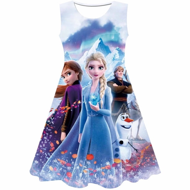 Vestido de Frozen de Disney para niñas, disfraces de dibujos animados, vestido de Frozen para niños, serie de Disney de verano, vestidos para niños, regalos de fiesta de cumpleaños, faldas 3T Gao Jinjia LED