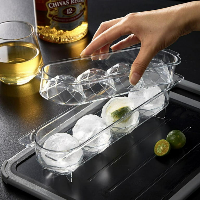4-Hole Ice Ball Maker, Whiskey DIY Round Ice Ball Mold for Whiskey