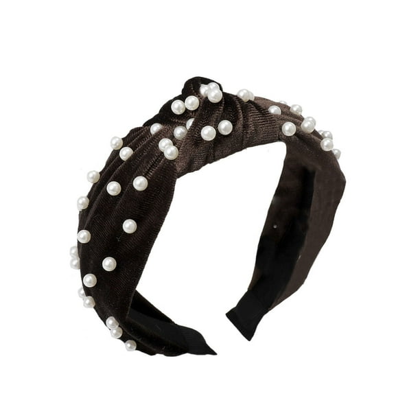 Minnieouse Diadema con nudo torcido, diadema de perlas elegante, accesorios flexibles para el cabello de boda, diademas para mujeres y niñas, ropa de Accesorio para el cabello Café Minnieouse AP010010-07B