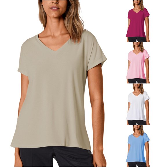 Womens Athletic Tops Tee Long Sleeved Tees for Women Long Sleeve Tees Womens Loose Fit Workout Shirts Loose Casual Tee Women Sleeve Lightweight T Shirts Top Work Shirt Short Brown M