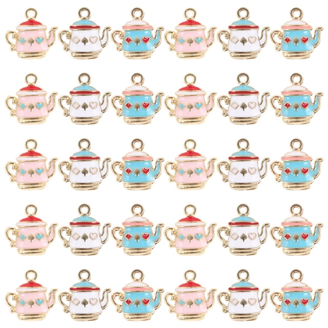 ADDHAT 30Ud Charms Tetera Coloridos Para Manualidades Bisutería Colgantes Ligeros