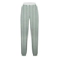 thumbnail image 5 of DeHolifer Women Pants High Waist Elastic Waist Strip Print Drawstring Straight Leg Pants with Pockets Green L, 5 of 5