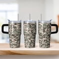 thumbnail image 2 of Camo 20oz Stainless Steel Tumbler with Handle and Straw – Insulated Travel Cup with Sliding Lid, 360° Full Wrap Printed Mug for Home, Outdoor & Sports Use, Camouflage, 2 of 6