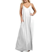 Doublju Women's Spaghetti Strap Maxi Dress with Pockets (Plus Size)