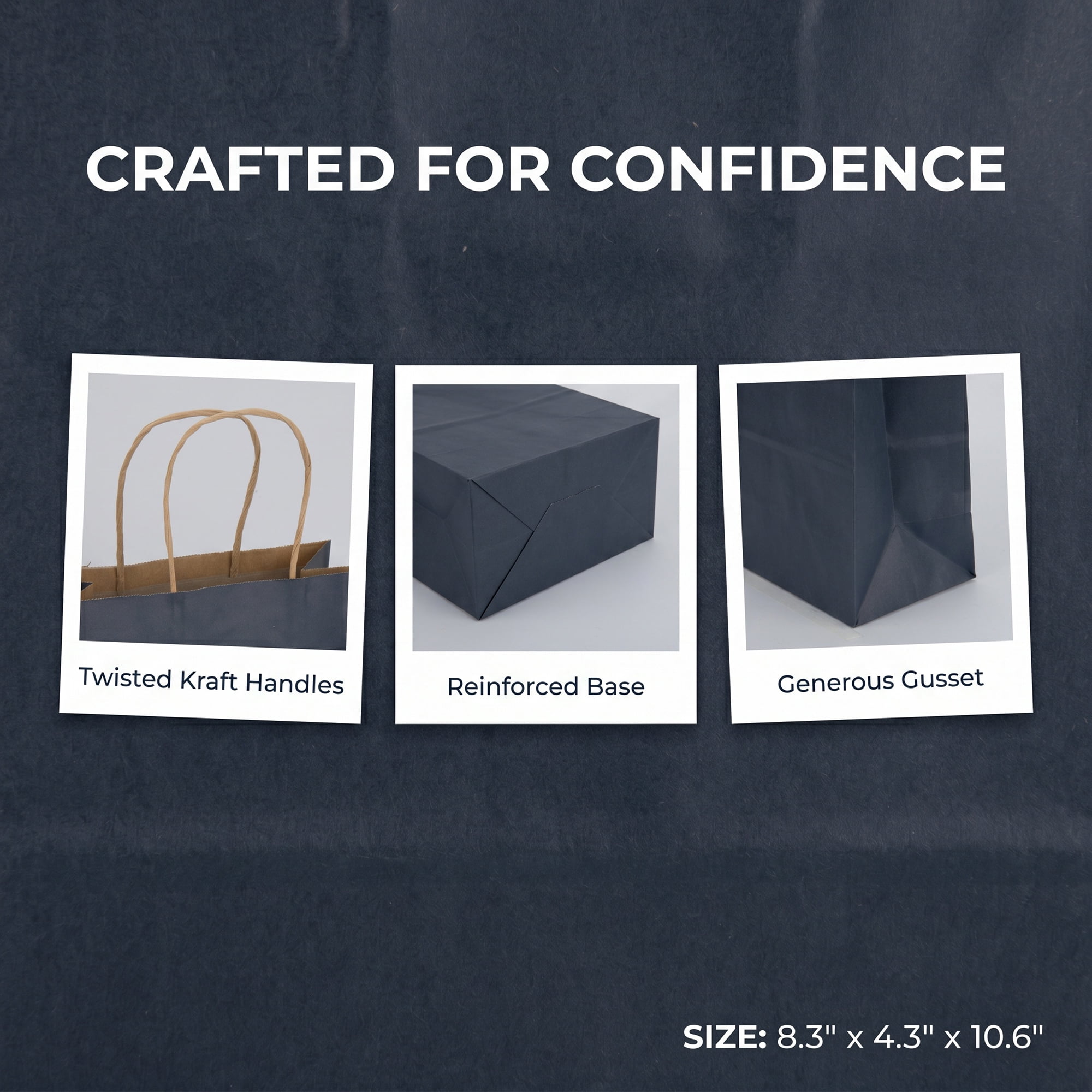 Unique Bargains 10Pcs Heavyweight Premium Gift Bags with Handles Blue 8.3" x 4.3" x 10.6"