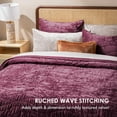 thumbnail image 2 of EVERGRACE Luxury Velvet Quilt King Size, Ultra Soft Wave Crushed Velvet Bedding Set, Lightweight Quilted Comforter Set for All Season, Oversized Bedspread Coverlet with 2 Shams, Mauve Purple, 2 of 8