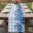 thumbnail image 4 of Summer Coastal Table Runner 72 Inches, Watercolor Ocean Coral Starfish Conch Blue Plaid Bed Runner Dresser Scarves Tabletop for Indoor Outdoor Parties/Ceremony/Banquet, 14" x 72", 4 of 9