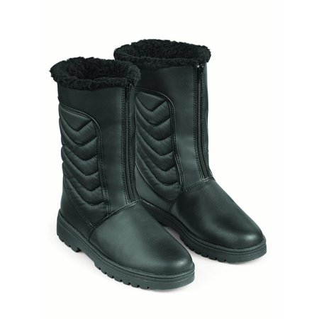 Zip Front Winter Snow Boot with Ice Grips (Best Boots For Snow And Ice)
