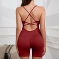 thumbnail image 6 of Crunowin Women's Seamless Jumpsuit, Sleeveless Cross Strap Shapewear Workout Bodysuit Wine L, 6 of 7