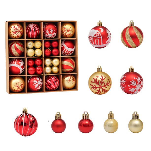 Pelota Bola de ambiente navideño respetuosa con el medio ambiente para regalo de año nuevo rojo dorado Ehuebsd Libre de BPA