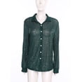 thumbnail image 4 of Haitryli Womens Sequins Long Sleeve Collared Shirt Button-down Blouse Cardigan Cover-up Top For Club Party Dark Green M, 4 of 7