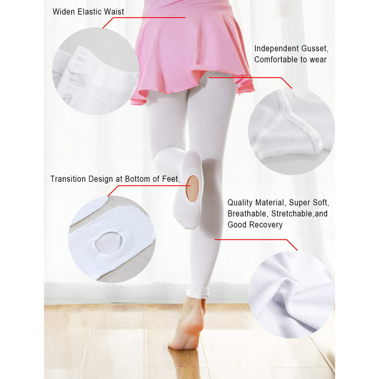 Daydance White Dance Tights Girls Transition Tights for Ballet 60D