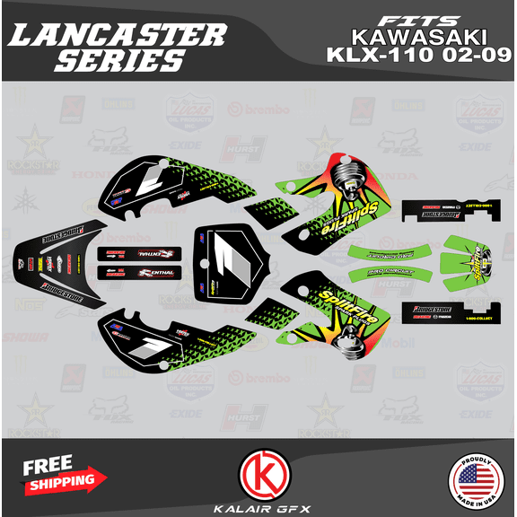 Kalair GFX Graphics Kit for Kawasaki KLX110 (2002-2009) Lancaster Series