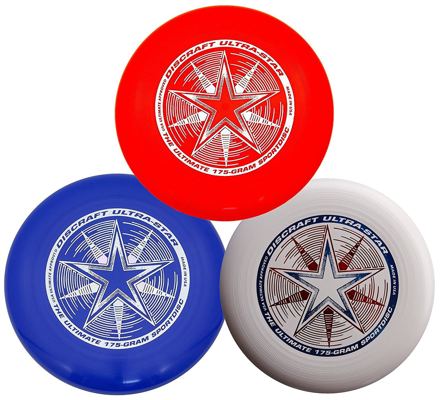NEW Discraft ULTRA-STAR 175g Ultimate Frisbee Disc 3 Pack BLUE/GREEN/WHITE 