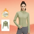 thumbnail image 2 of TMOYZQ Women's Workout Jacket Full Zip Thickened Warm Athletic Jackets Long Sleeve Slim Fit Tops Casual Lightweight Velvet Lined Cropped Active Yoga Tops, 2 of 4