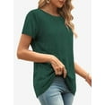 thumbnail image 3 of Womens Summer Casual Short Sleeve Tunics Tops Crew Neck Blouses Dressy Basic Shirts, 3 of 6