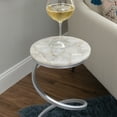 thumbnail image 2 of Nevin Modern Round Spiral Base Drink Table, Silver with Natural Agate Top, 2 of 9