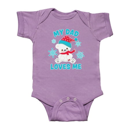 

Inktastic Polar Bear My Dad Loves Me in Santa Hat with Snowflakes Gift Baby Boy or Baby Girl Bodysuit