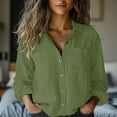 thumbnail image 2 of Jxximdong Button Up Shirts Women Cotton Linen Down Shirt Casual Long Sleeve Solid Color Shirts Loose Work Tops With Pockets Green Spring Tops L, 2 of 5