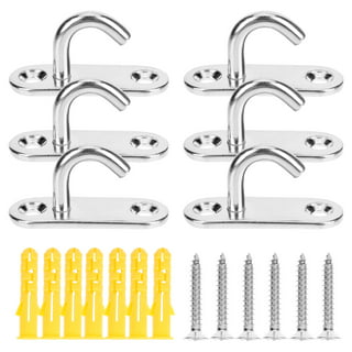 6Pcs Stainless Steel Ceiling Hooks, M5 Oval Open Hooks, Pad Eye Plate  Anchor Screw Wall Mount Hook for Hanging Lamp Plant Basket Ceiling Fan Tool