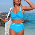 thumbnail image 7 of Duqingm Two Piece Sets for Women Womens Sexy 2 Piece Bikini Sets Cheeky High Cut Bathing Suit Color Block Textured Swimsuits 2026 Blue,L, 7 of 7