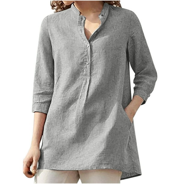Blusa informal OAVQHLG3B Store para mujer cuello V Manga corta