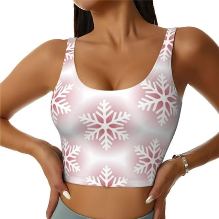 Matuu Christmas Snowflakes for Women s Sports Bra - Soft  Comfortable and Breathable Sports Vest for Yoga  Fitness  and Dance-X-Large