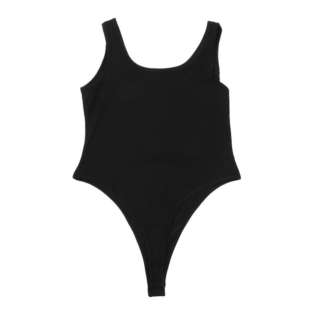 Body sin mangas para mujer, ajustado, de color puro, con botones, para verano, color negro, talla L
