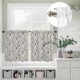 thumbnail image 3 of Farm Teal Leaf Retro Linen Curtain Tier and Valance Set 3 Piece, Abstract Leaves Seamless 3-inch Rod Pocket Window Tier Curtains Valance for Kitchen Living Room, 3 of 9