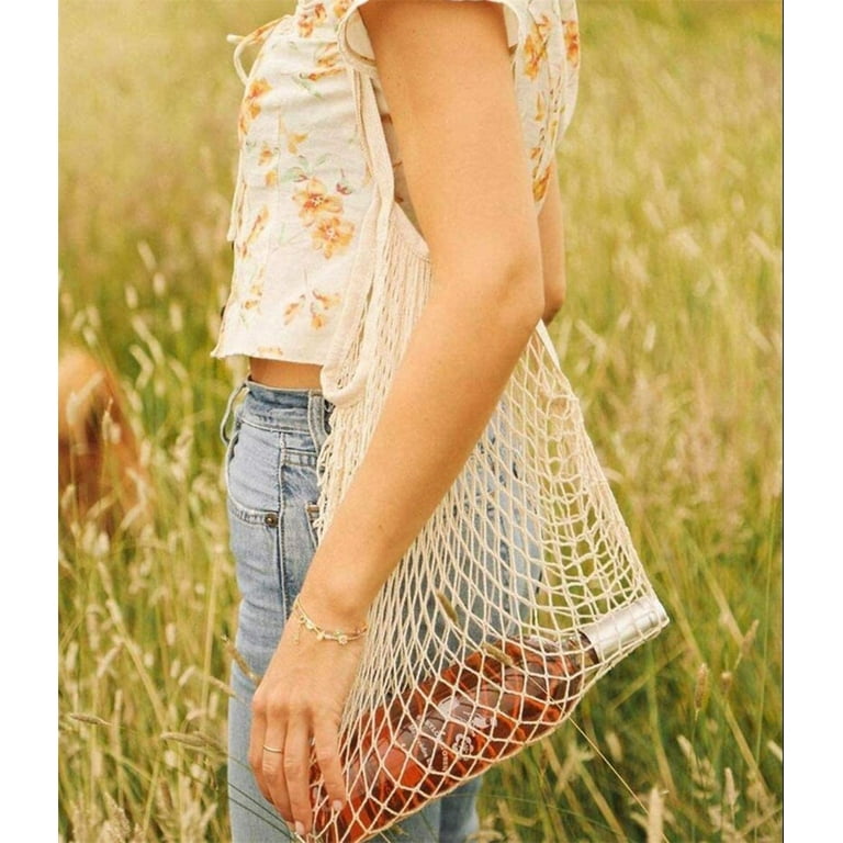 Long handled crochet mesh bag 