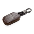thumbnail image 2 of Vitodeco Genuine Leather Keyless Smart Key Fob Case Cover with Key Chain Compatible for Maserati Ghibli, Levante, Quattroporte (Light Button, Brown), 2 of 5