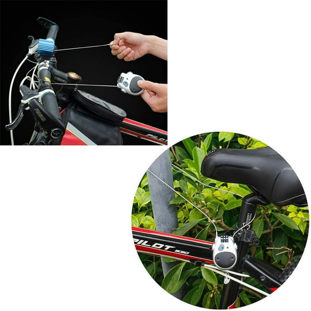 Cadenas à combinaison，Câble antivol, Cadenas à Combinaison à 3 Chiffres  avec câble rétractable pour vélo