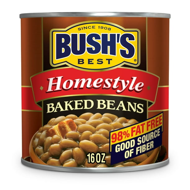 BUSH'S Homestyle Baked Beans, Plant Based Protein, Canned Beans, 16 Oz
