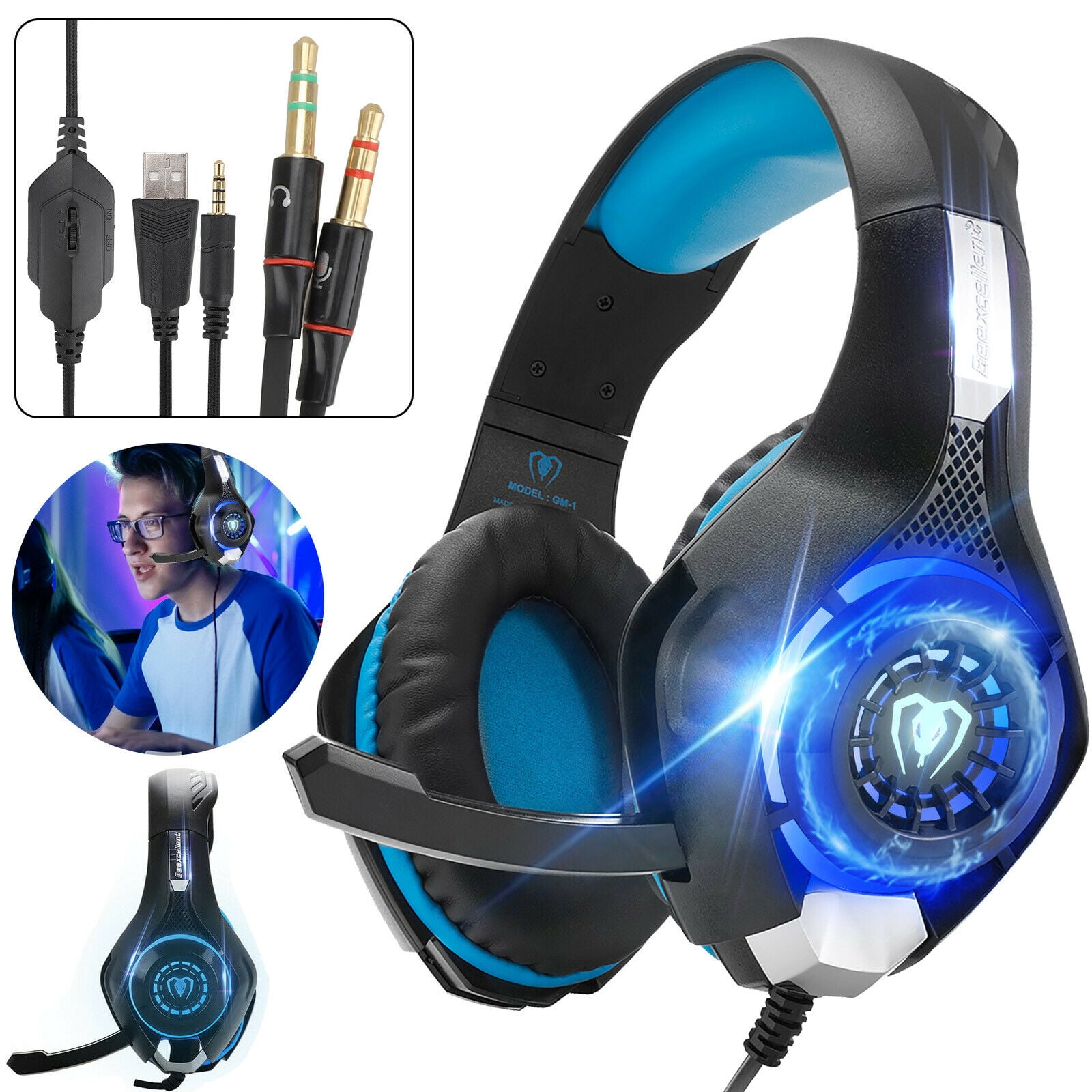 4 In 1 Gaming Headset Headphone With Mic For Ps4 44 Ps3 44 Xbox 360 Pc Walmart Com
