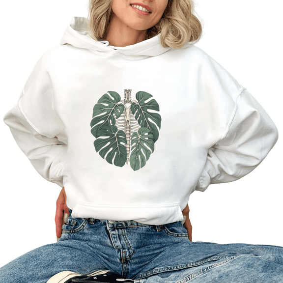 White Skeleton Monstera Leaf Graphic Sweatshirt Print hoodie S-2XL Tops