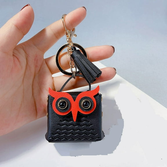 Ovzne Tassel Owl Bag Keychain - 2.16×1.85in Leather Metal Pendant, Stylish Accessory for Bags Keys