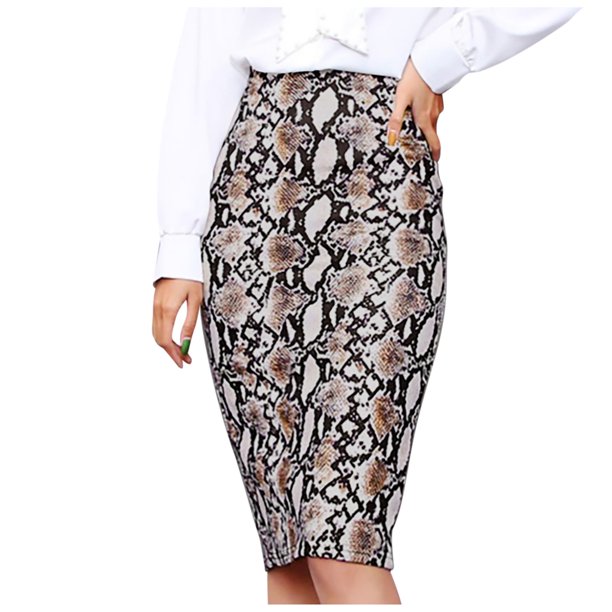 OGLCCG Women's Wrap Bodycon Midi Skirts Print High Waisted Knee Length