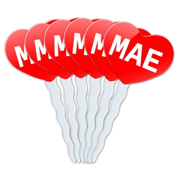 Mae Heart Love Cupcake Picks Toppers - Set of 6