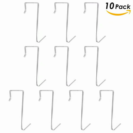 IPOW Pack of 10 Upgraded Over the door Hook Stainless Steel Rack Organizer Single Heavy Duty Holder for Hanging Clothes Wreaths Towels Scarf Belt Hat Coat Bag