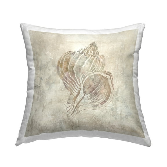 Stupell Industries Beige Seashell Illusion Decorative Printed Throw Pillow Design by Carol Robinson.