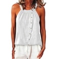 thumbnail image 2 of Yrmaups Plus Size Sleeveless Tank Top for Women, Casual Button Down Blouse, Lightweight Soft Stretch Top for Holiday Travel Office Daily Wear, White 3XL, 2 of 8