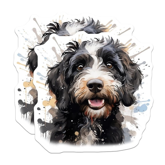 (2 Pack) Bernedoodle Dog Art Magnets - Watercolor Doodle Dog Decor - Cute Pet Lover Refrigerator Magnets - 5 Inches On Longest Side - Thick Durable Magnet - Made in USA - MAG26753